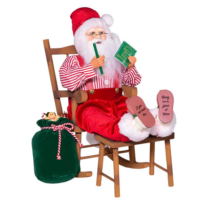 Kurt Adler 18" Kringle Claus Sitting in Chair with Bag of Gifts,Multicolor(Used) - VMInnovations