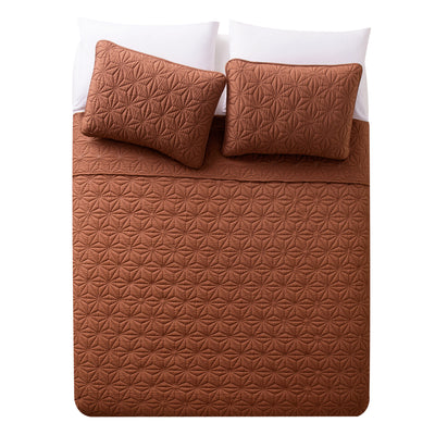 VCNY Home Geometric Orange 3 Piece Bed Quilt & 2 Sham Set, King (Open Box)