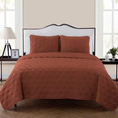 VCNY Home Geometric Orange 3 Piece Bed Quilt & 2 Sham Set, King (Open Box)