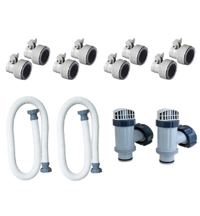 Intex Hose Adapter (2 Pack) w/ Plunger Valves and Intex Pool Pump Hose (2pack)