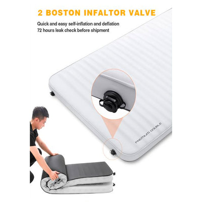 KingCamp Luxury 3D 3 Inch Extra Wide Large Self Inflating Sleeping Pad, Grey