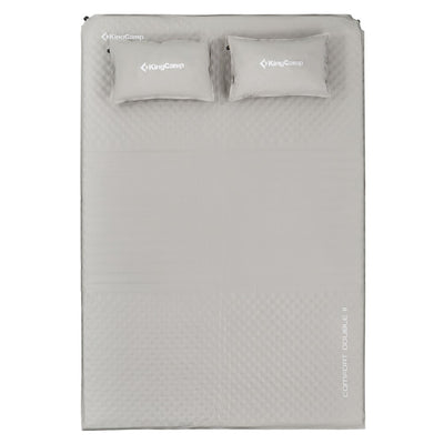 KingCamp Self Inflating Camping Sleeping Pad Mat w/ 2 Pillows, Gray (Open Box) - VMInnovations