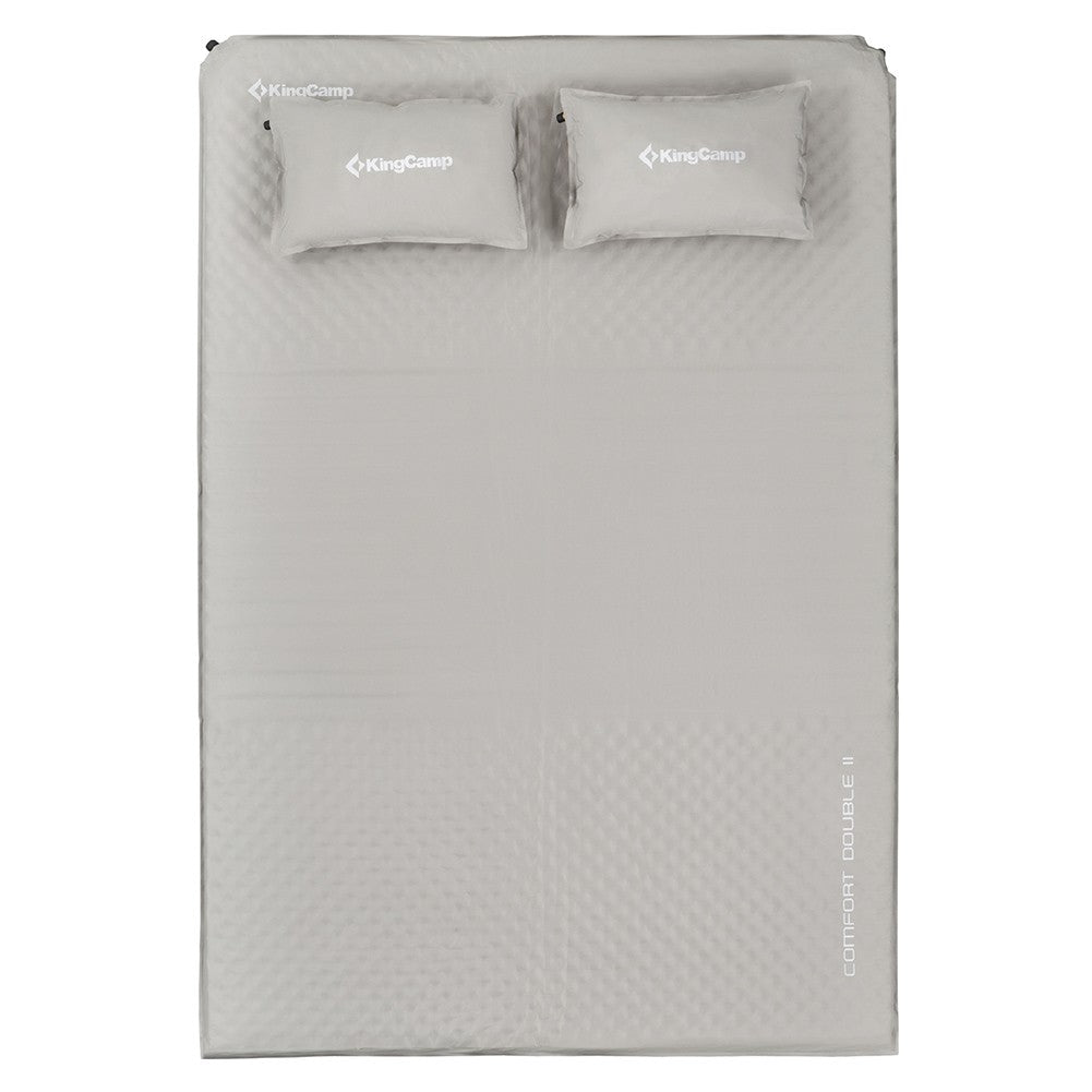 KingCamp Self Inflating Camping Sleeping Pad Mat w/ 2 Pillows, Gray (Open Box) - VMInnovations