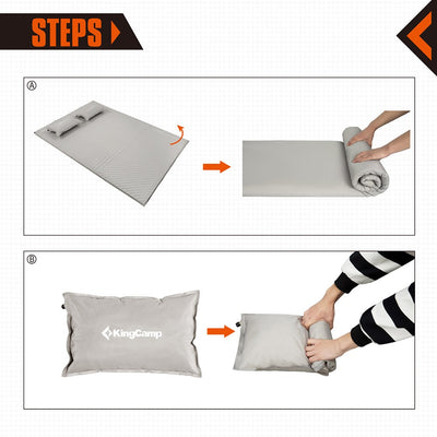 KingCamp Double Self Inflating Camping Sleeping Pad Mat with 2 Pillows (Used)