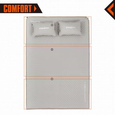 KingCamp Self Inflating Camping Sleeping Pad Mat w/ 2 Pillows, Gray (Open Box) - VMInnovations