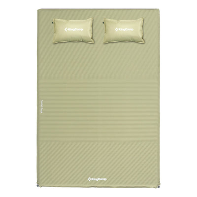 KingCamp Double Self Inflating Camping Sleeping Pad Mat with 2 Pillows, Beige