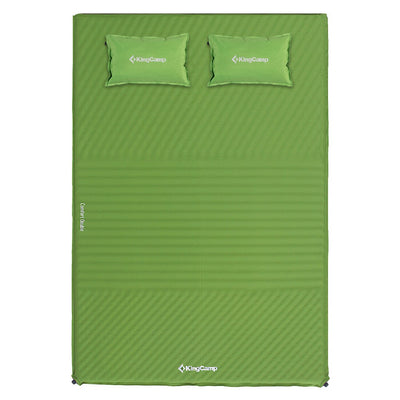 KingCamp Double Self Inflating Sleeping Pad Mat with 2 Pillows, Green (Used)