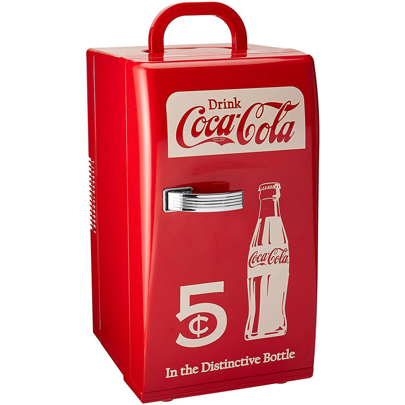 Koolatron Coca Cola 18 Can Vintage Beverage Cooler Mini Fridge, Red (Open Box)