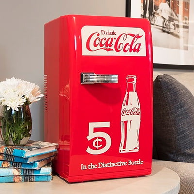 Koolatron Retro Coca Cola 18 Can Unique Vintage Beverage Cooler Mini Fridge, Red