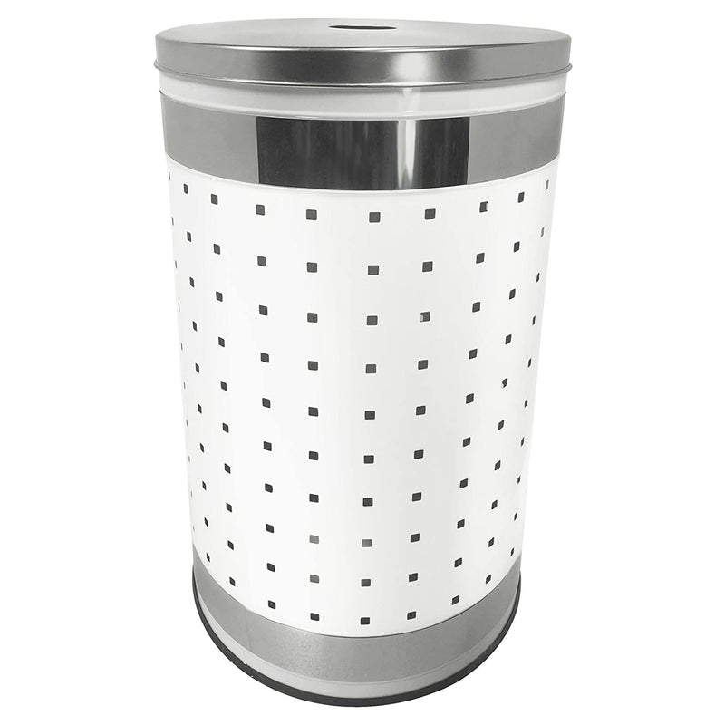 Krugg 50 Liter Stainless Steel Clothes Laundry Hamper with Lid, White (Damaged)