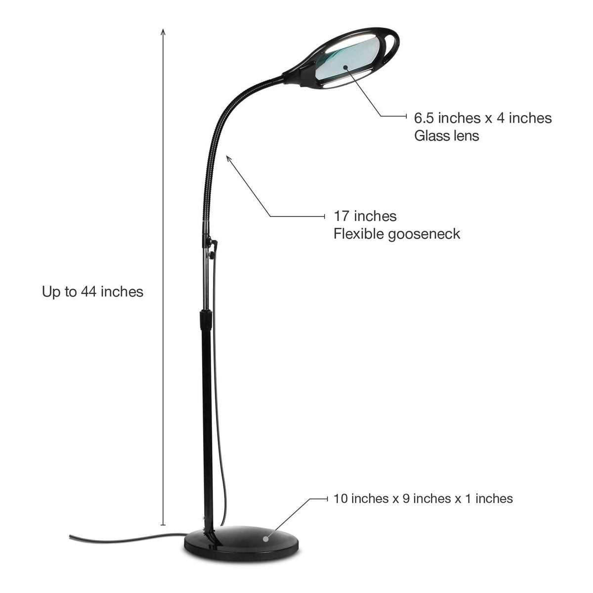 Brightech Pro LED Magnifying Flexible Adjustable Floor Lamp, Black (Used)