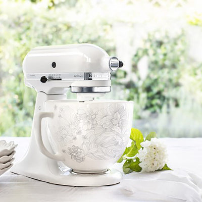 KitchenAid 5 Quart Whispering Floral Ceramic Mixing Bowl for Kitchen Stand Mixer