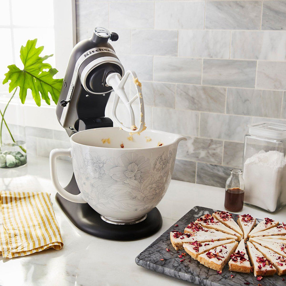 KitchenAid 5 Quart Whispering Floral Ceramic Mixing Bowl for Kitchen Stand Mixer