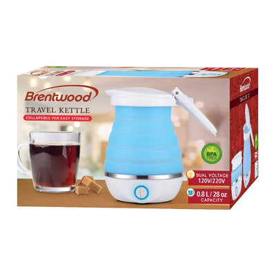 Brentwood KT-1508BL Dual Voltage 0.8L Collapsible Portable Tea Kettle, Blue - VMInnovations