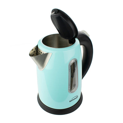 Brentwood 1 Liter 1500W Electric Cordless Stainless Steel Tea Kettle Pot, Blue