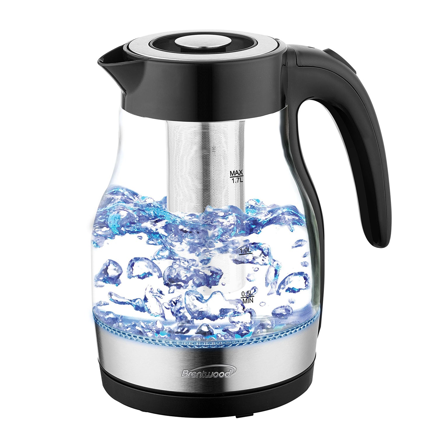 Brentwood 1.7L Cordless Electric Glass Tea Kettle Pot w/ Tea Infuser (Open Box) - VMInnovations