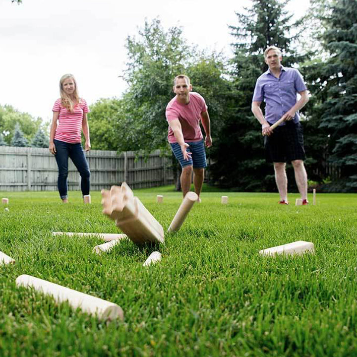 YardGames Kubb Premium Wooden Outdoor Backyard Game Set w/ Carrying Storage Bag