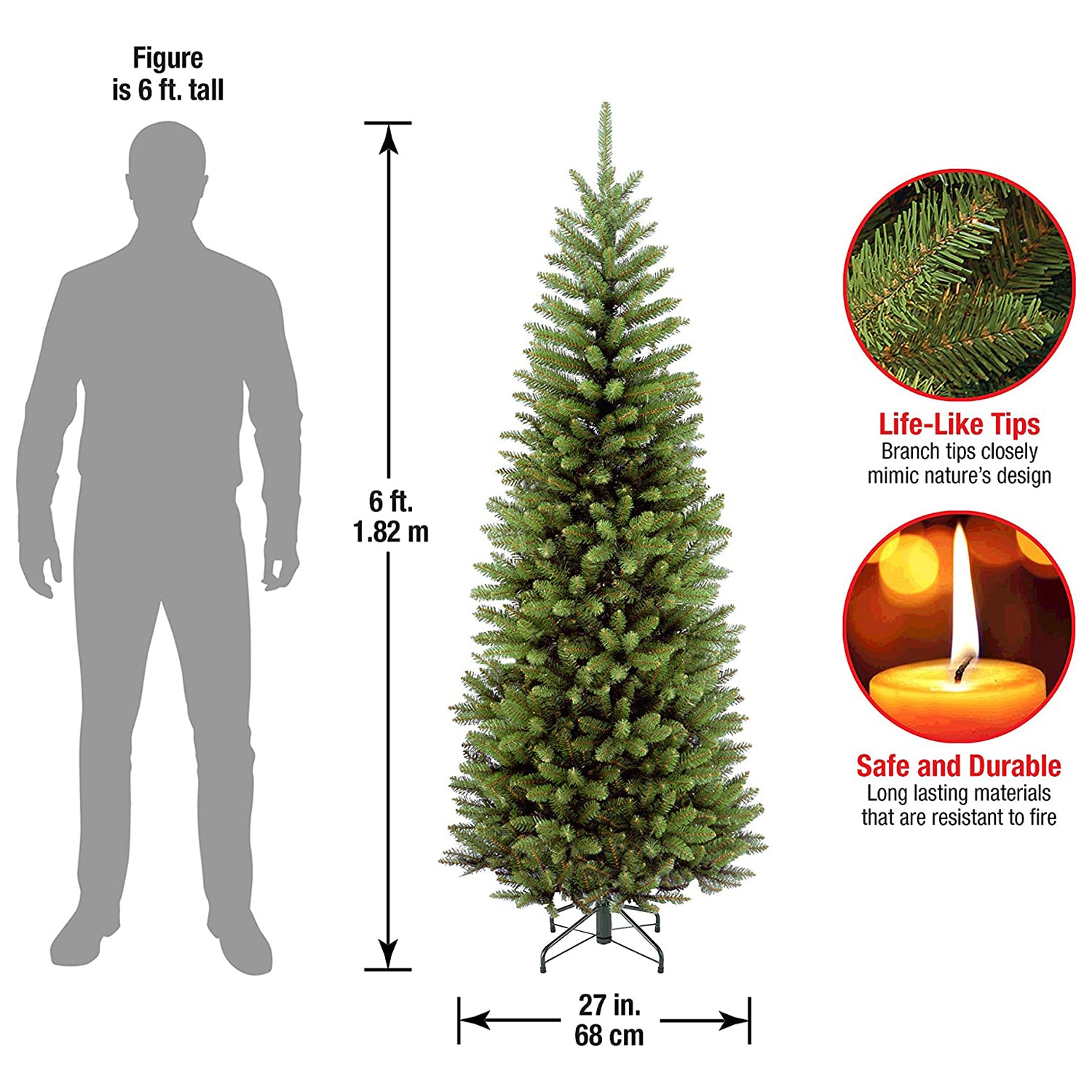 National Tree Company Kingswood 6' Slim Unlit Christmas Tree w/ Stand (Open Box) - VMInnovations