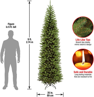 National Tree Company Kingswood 9 Foot Slim Christmas Tree & Color String Lights