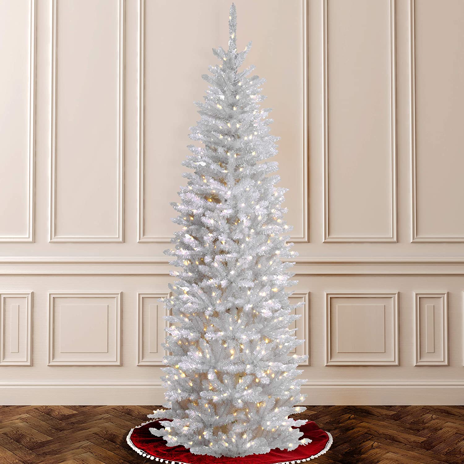 National Tree Company Kingswood 6.5 Foot Prelit Tree w/ Stand, White (Used) - VMInnovations