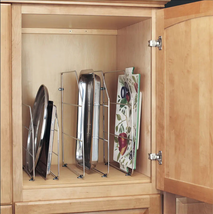 Rev-A-Shelf 12" Kitchen Cabinet Baking Sheet Organizer, Chrome, 597-12CR-2-1