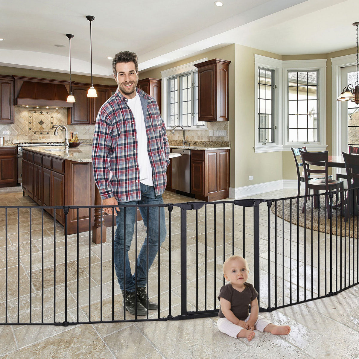 Dreambaby L2030BB Mayfair Converta 147.5 Inch 3 in 1 Baby Gate Playpen, Black - VMInnovations
