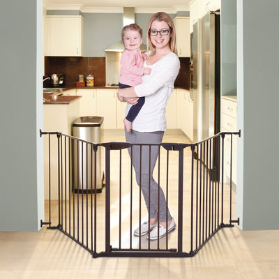 Dreambaby Newport Adapta 33.5" to 79" Baby and Pet Safety Gate, Brown (Open Box)