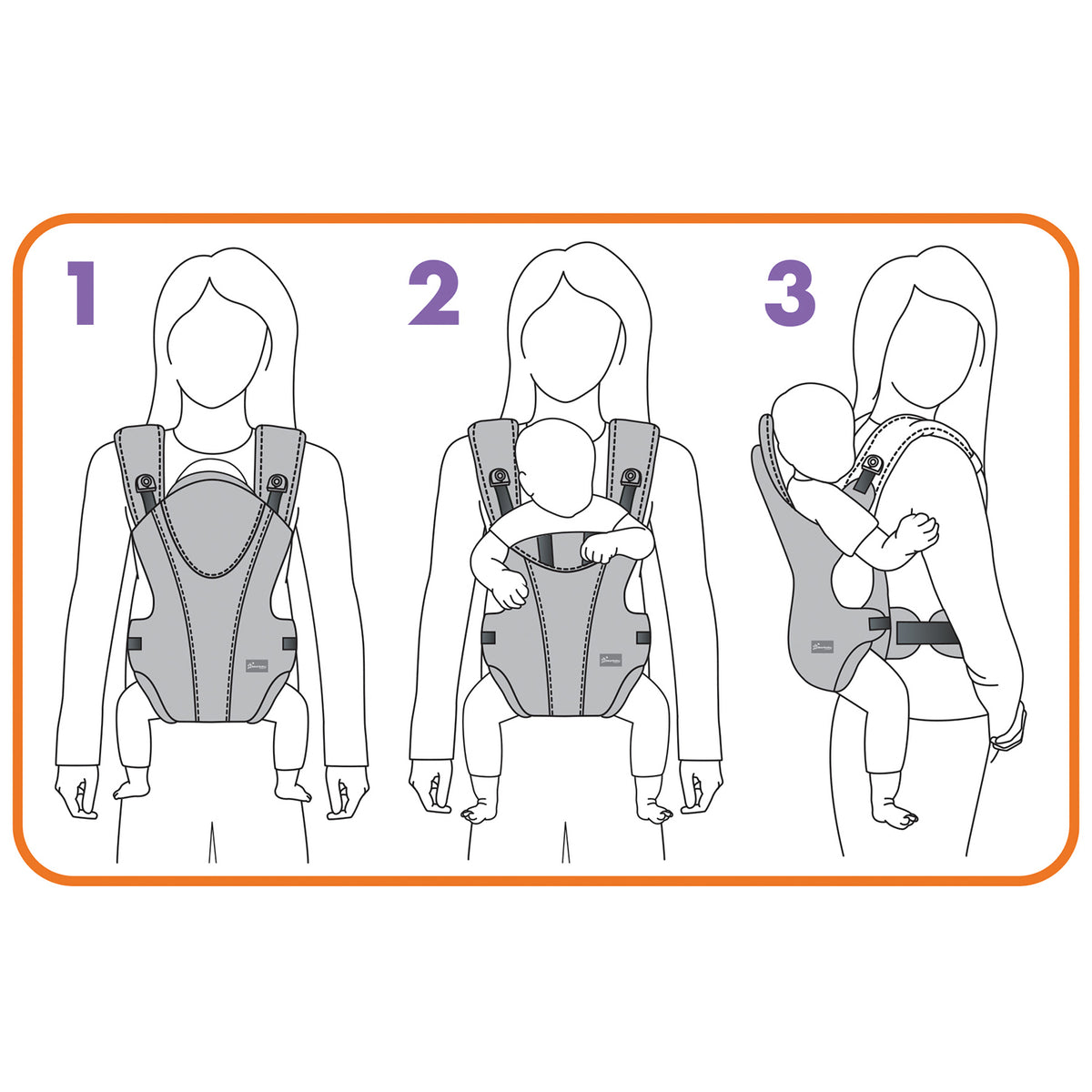 Dreambaby Oxford 3 in 1 Supportive Baby Carrier For Newborns and Infants, Gray - VMInnovations