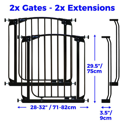 Dreambaby L786B Chelsea 28 to 39 Inch Auto-Close Baby Gate w/ Extensions, Black - VMInnovations