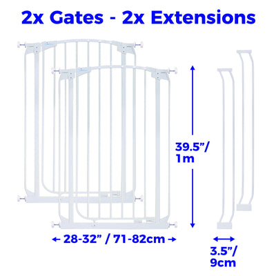 Dreambaby L788W Chelsea 28 to 39 Inch Auto-Close Baby Gate w/ Extensions, White - VMInnovations