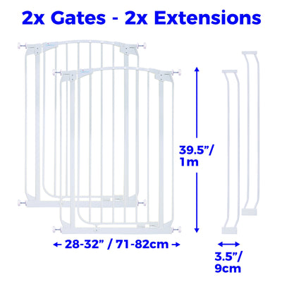 Dreambaby L788W Chelsea 28 to 39 Inch Auto-Close Baby Gate w/ Extensions, White