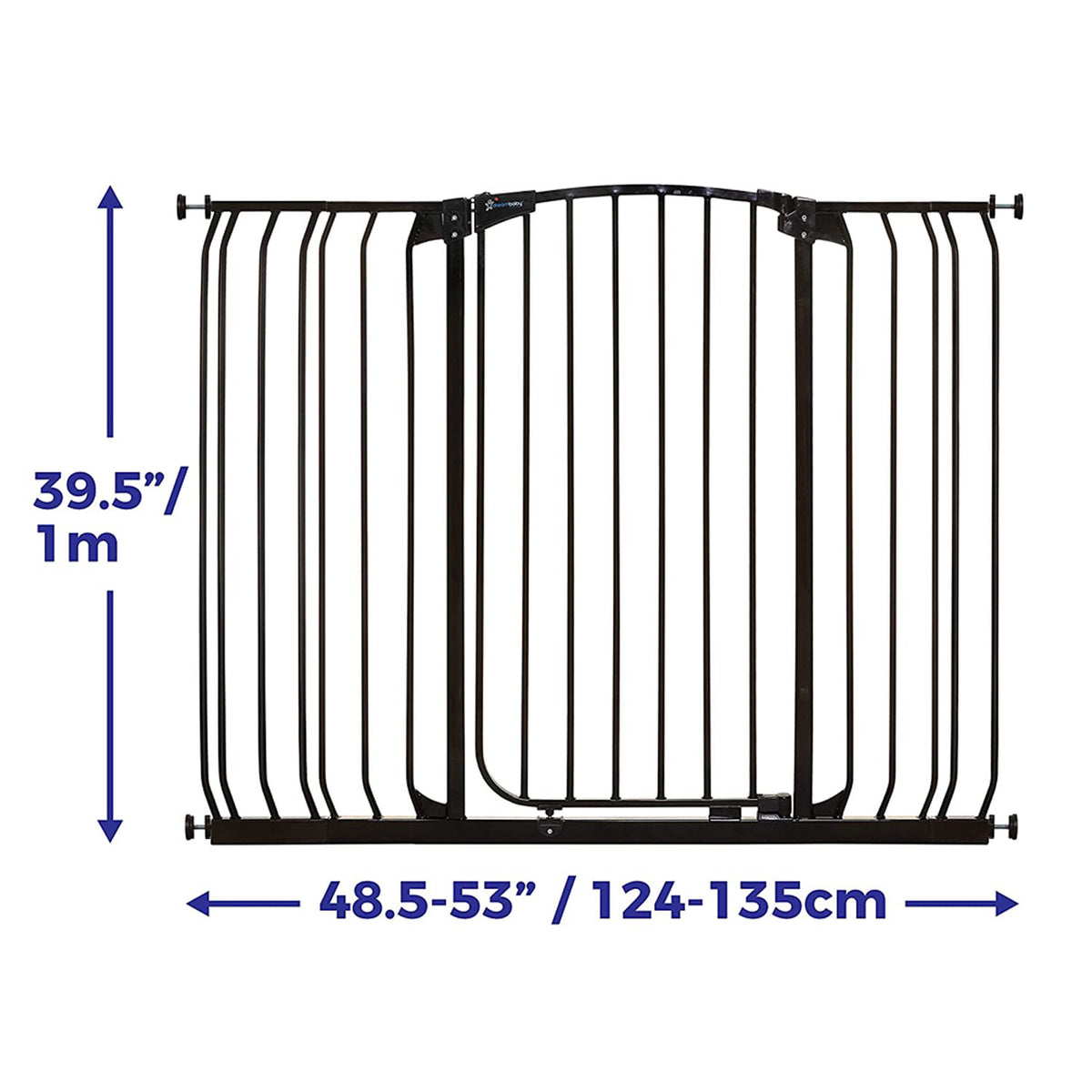 Dreambaby Chelsea 38 to 53 Inch Extra Tall & Wide Auto-Close Safety Gate, Black - VMInnovations