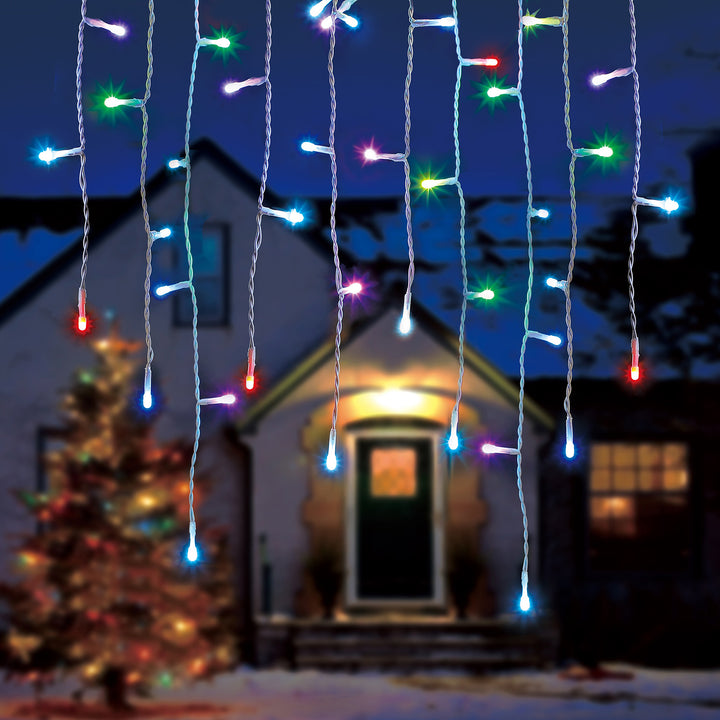 Home Heritage 7' Icicle Style Holiday Lights, App Controlled, 50 RGB LEDs 3 Pack