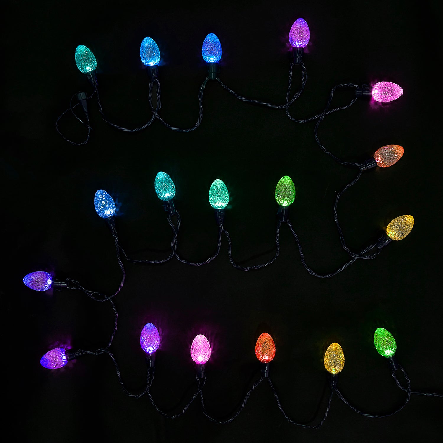 Lumations Twinkly App Controlled C12 Faceted Lights, 20 LED Bulbs, Multi Color