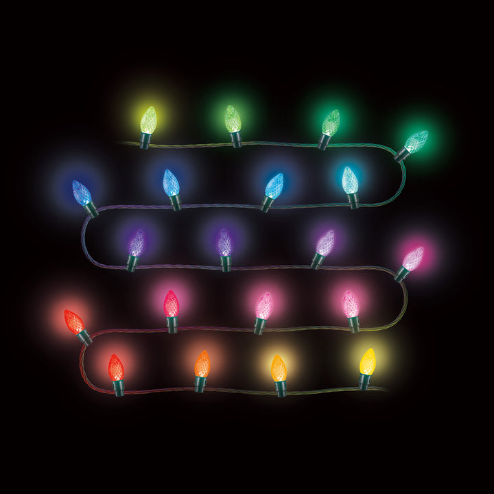 Home Heritage 15.8' Holiday Lights, Faceted, App Controlled, 20 RGB LED Bulbs - VMInnovations