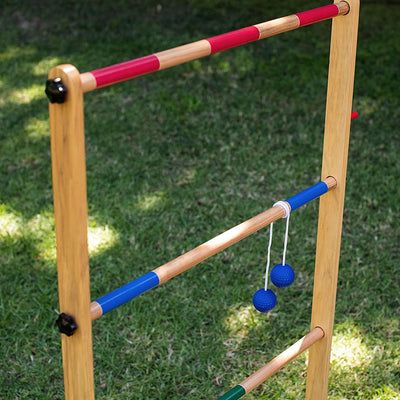 Yard Games Backyard Outdoor Wooden Double Ladder Toss Game Set w/ Case, Red/Blue - VMInnovations