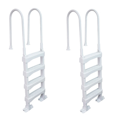 Vinyl Works In-Pool 4 Step Ladder for 60 Inch Swimming Pool Walls, White(2 Pack)