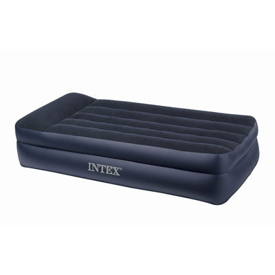 Intex Twin Raised Pillow Rest Air Mattress With Built-In Electric Pump (Used)