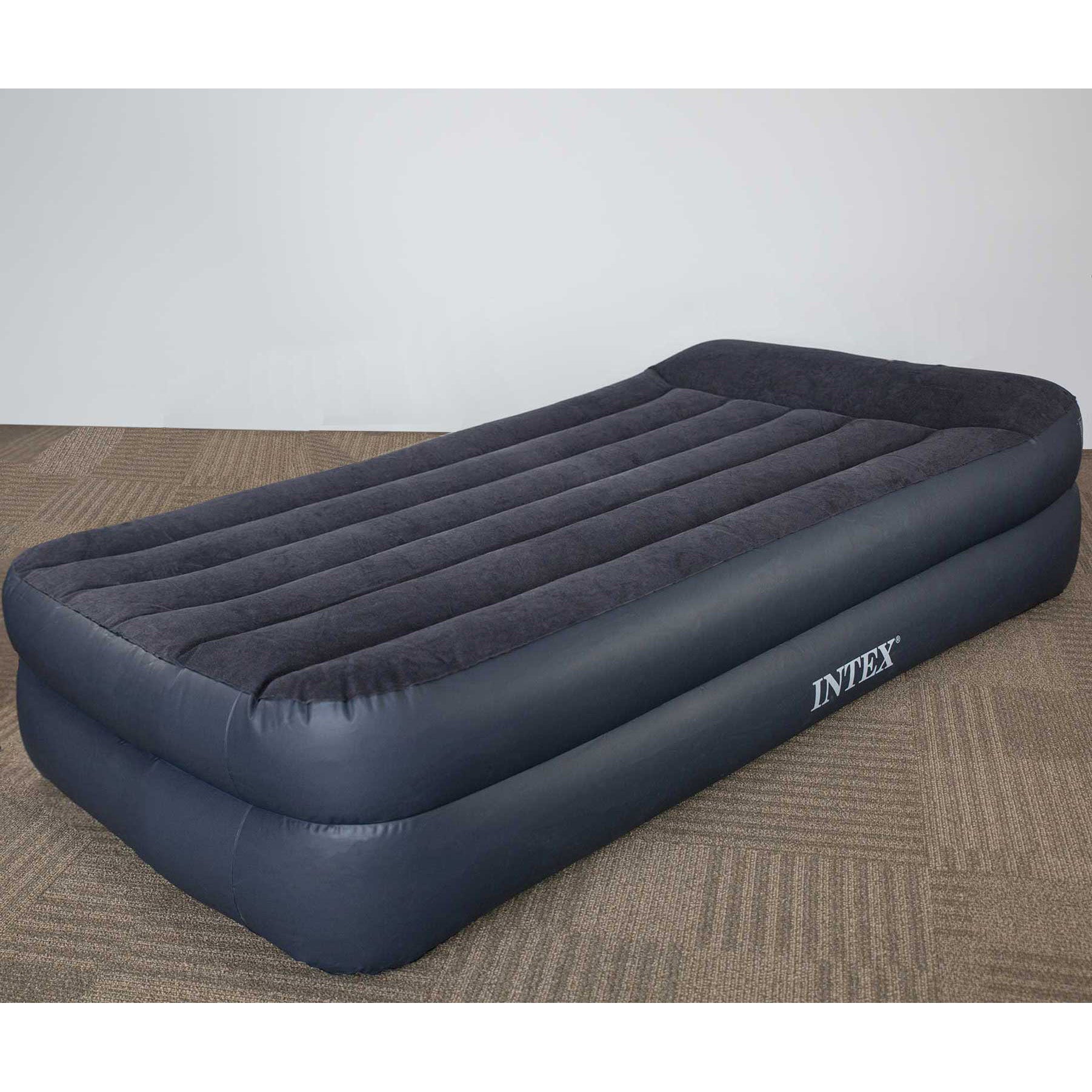 Intex Twin Pillow Rest Raised Inflatable Airbed Mattress with Pump (Open Box)