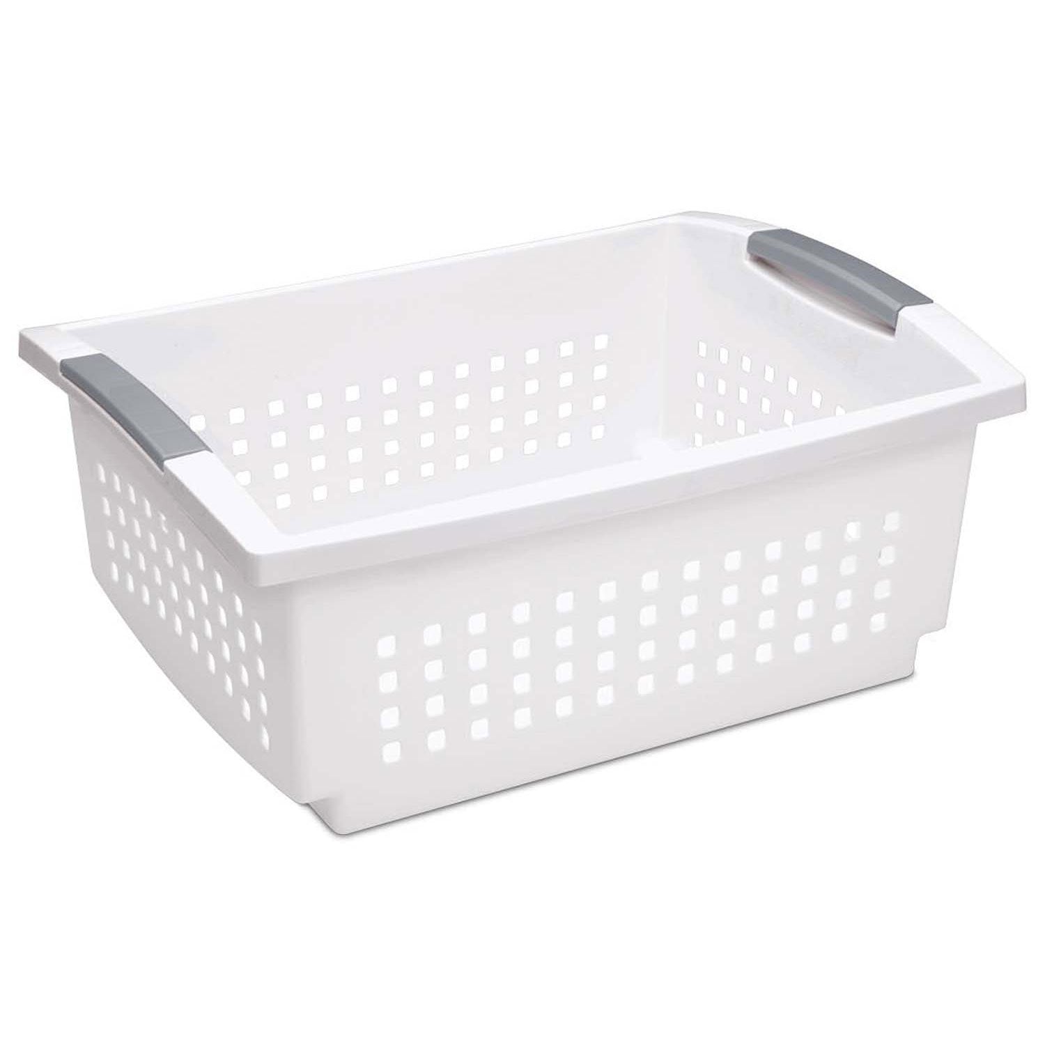 Sterilite Large Plastic Stackable Storage & Organization Basket, White (10 Pack)