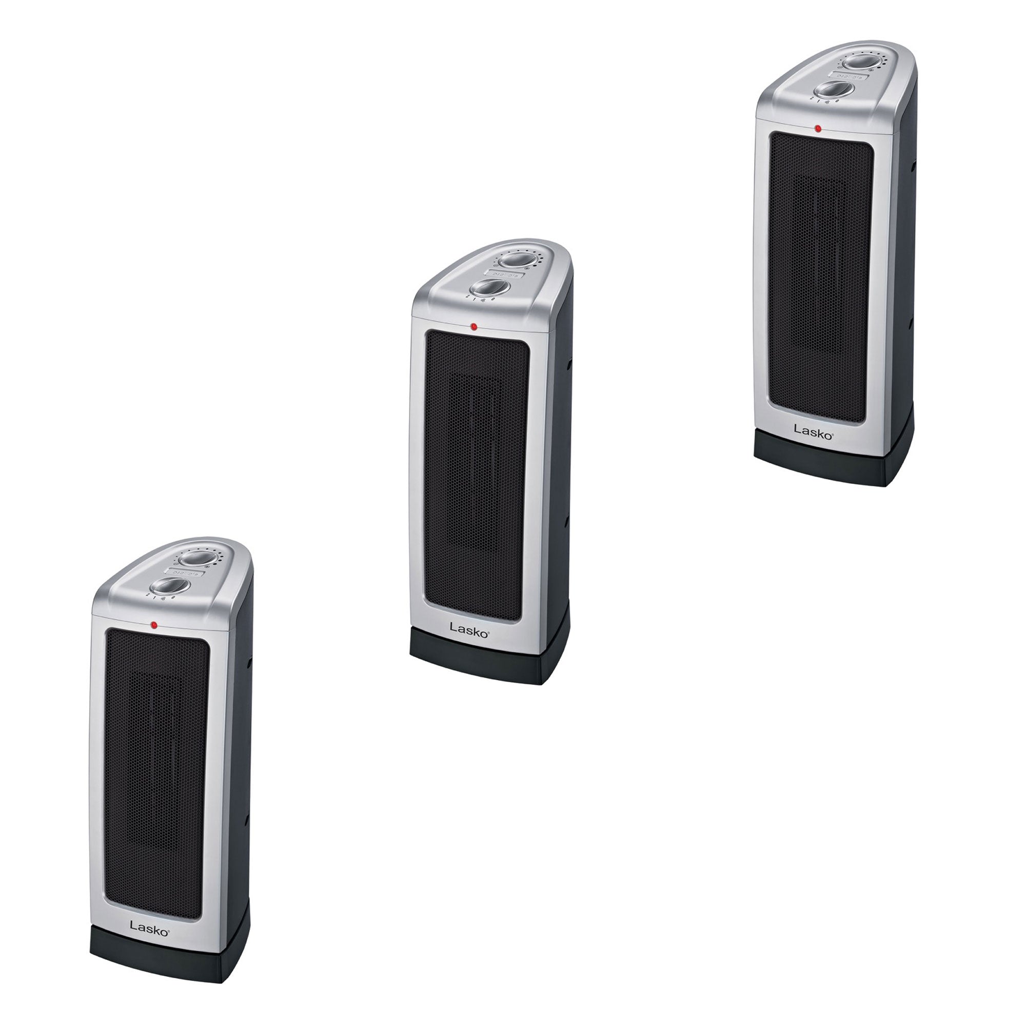 Lasko 5307 Portable 1500W Room Oscillating Ceramic Tower Space Heater (3 Pack)