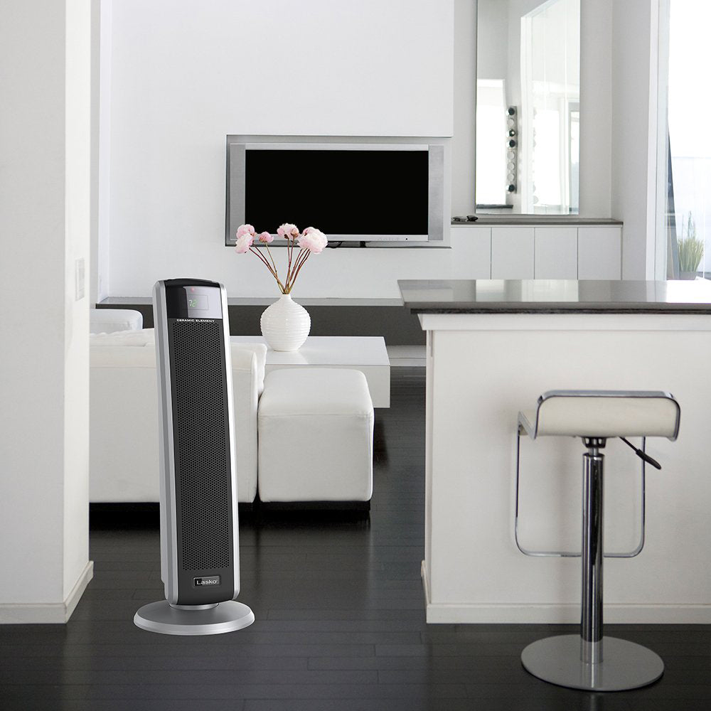 Lasko 5586 Portable 1500W Room Oscillating Ceramic Tower Space Heater (2 Pack)