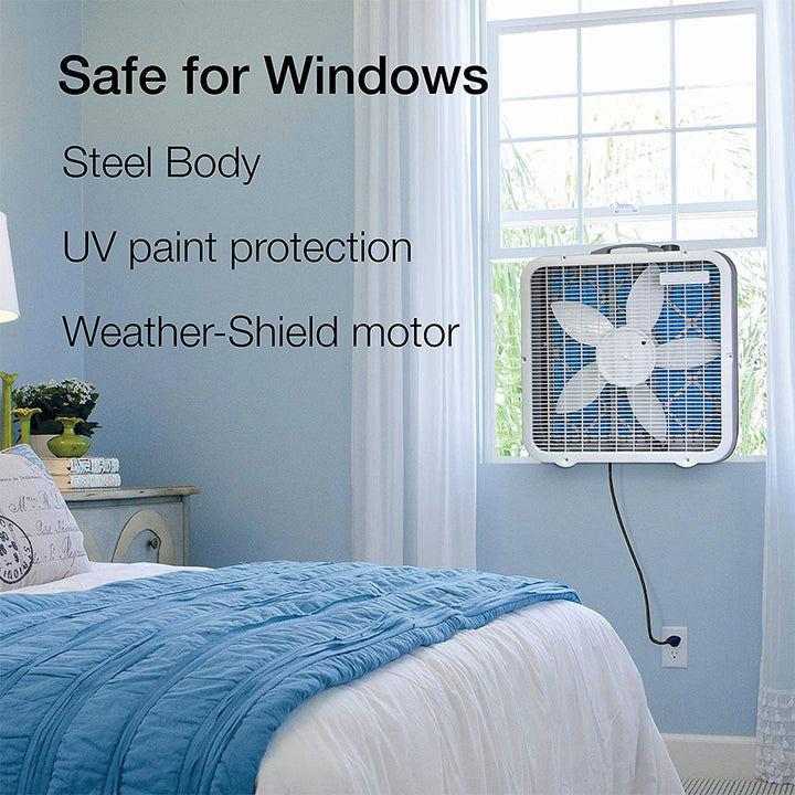 Lasko Air Flex Portable Home Office 3 Speed Air Purifier Box Fan, White (2 Pack)