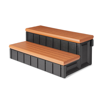 Leisure Accents 36-Inch Long Spa Storage Steps (Redwood/Black)(Open Box)(2 Pack) - VMInnovations