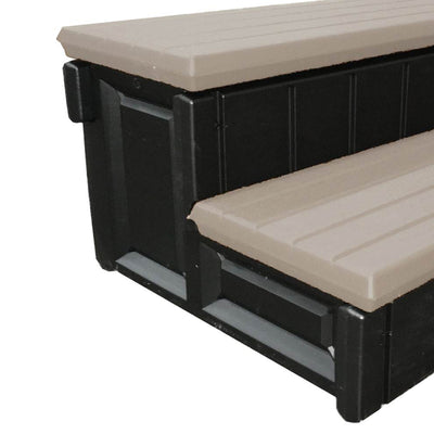 Leisure Accents 36" Long Deck Patio Spa Hot Tub Storage Steps Taupe (Open Box)