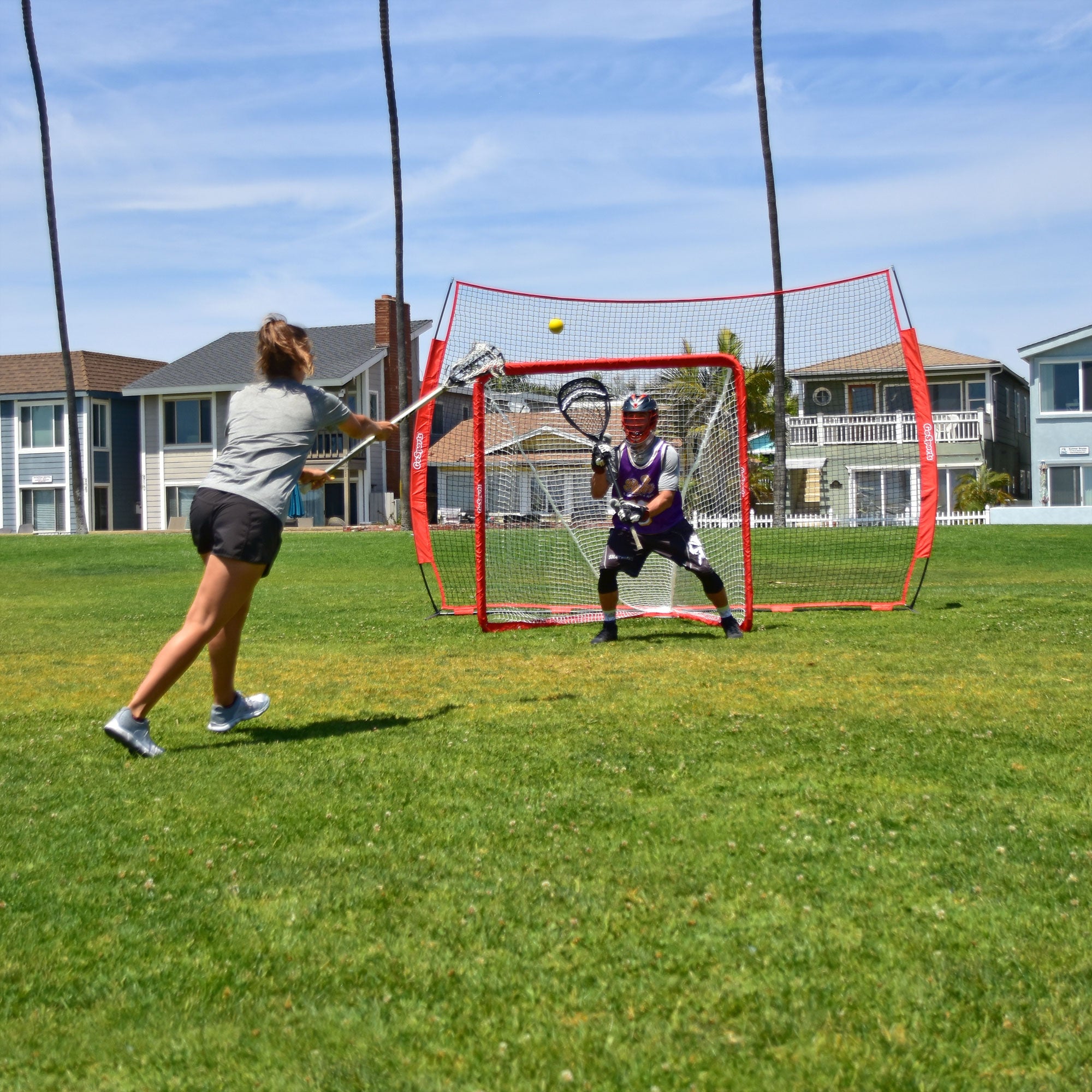 GoSports Regulation 6X7 Ft Steel Framed Lacrosse Goal Net with Case (Open Box) - VMInnovations