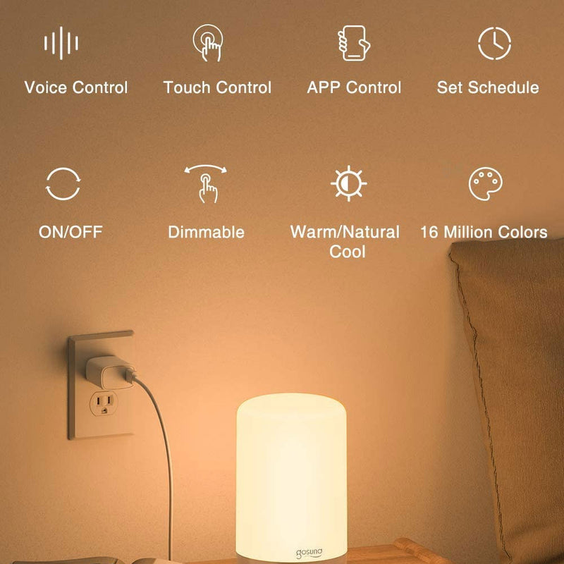 Gosund WiFi Smart Table Lamp w/ Dimmable, Color Changing LED Light (Open Box)