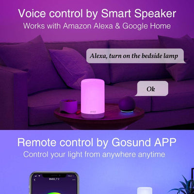 Gosund WiFi Smart Table Lamp w/ Dimmable, Color Changing LED Light (Open Box)