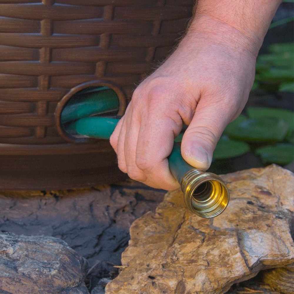 Liberty Garden 100 Foot Wicker Water Hose Storage Pot, Bronze (Open Box) - VMInnovations