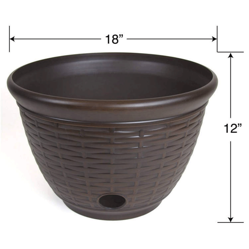 Liberty Garden 100 Foot Wicker High Density Resin Water Hose Storage Pot, Bronze